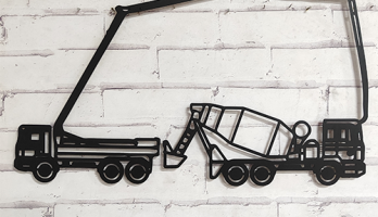 Beton Mikseri Komyon İnşaat Lazer Kesim Metal Tablo