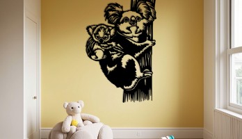 thumb Koala ve Yavrusu Lazer Kesim Metal Tablo