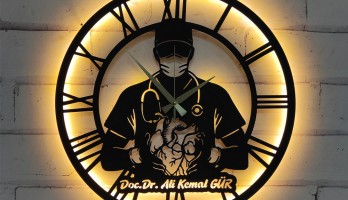 Kalp Doktoru Lazer Kesim Metal Duvar Saati