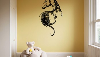 thumb Çiçekli At Lazer Kesim Metal Tablo