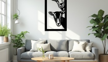 thumb İki Tatlı Keçi Lazer Kesim Metal Tablo