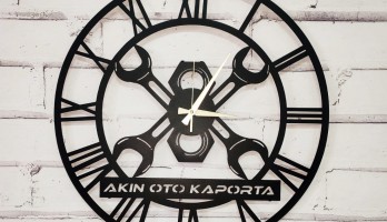 Tamirci Anahtar Somun Lazer Kesim Metal Duvar Saati