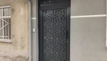thumb Lazer Kesim Metal Ferforje Camlı Apartman Giriş Kapısı