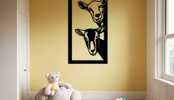 thumb İki Tatlı Keçi Lazer Kesim Metal Tablo