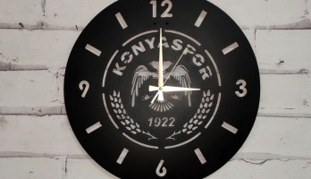 Konyaspor Lazer Kesim Metal Duvar Saati
