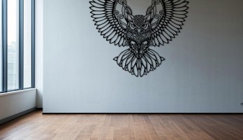 thumb Kanatları Açık Baykuş Lazer Kesim Metal Tablo