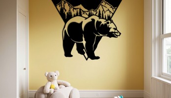 Dağ Manzaralı Ayı Lazer Kesim Metal Tablo