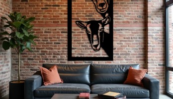 thumb İki Tatlı Keçi Lazer Kesim Metal Tablo