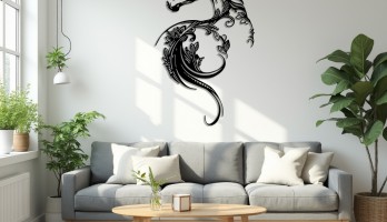 thumb Çiçekli At Lazer Kesim Metal Tablo