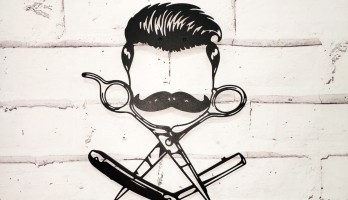 Erkek Kuaförlerine ( Berber ) Özel Makas ve Jilet Metal Tablo