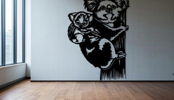 Koala ve Yavrusu Lazer Kesim Metal Tablo