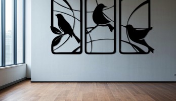 Üçlü Serçe Grubu Lazer Kesim Metal Tablo