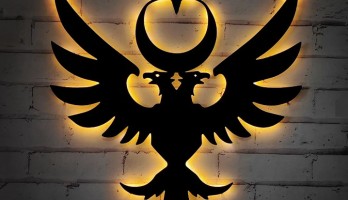 thumb Çift Başlı Kartal Lazer Kesim Metal Tablo