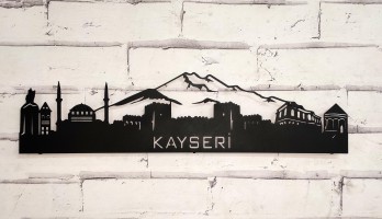 Kayseri Şehir Silüeti Lazer Kesim Metal Tablo