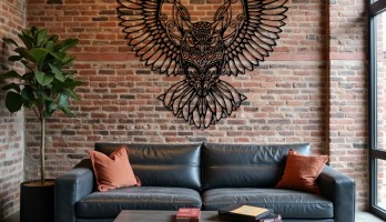 thumb Kanatları Açık Baykuş Lazer Kesim Metal Tablo