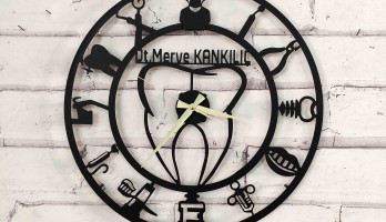 Diş Desenli Lazer Kesim Metal Saat