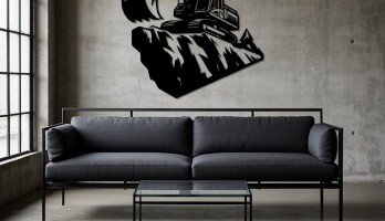 Toprak Üzerinde Ekskavatör Metal Tablo