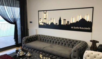 İstanbul Silüeti Lazer Kesim Metal Tablo