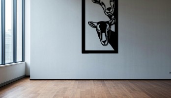 İki Tatlı Keçi Lazer Kesim Metal Tablo