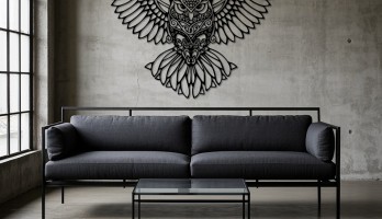 thumb Kanatları Açık Baykuş Lazer Kesim Metal Tablo