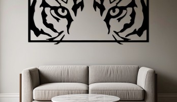 Kaplan Gözleri Lazer Kesim Metal Tablo