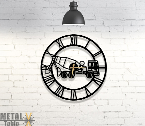 Beton Mikser Metal Duvar Saati