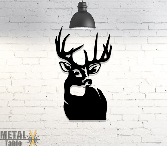 Yeni Yıl Geyiği Lazer Kesim Metal Tablo