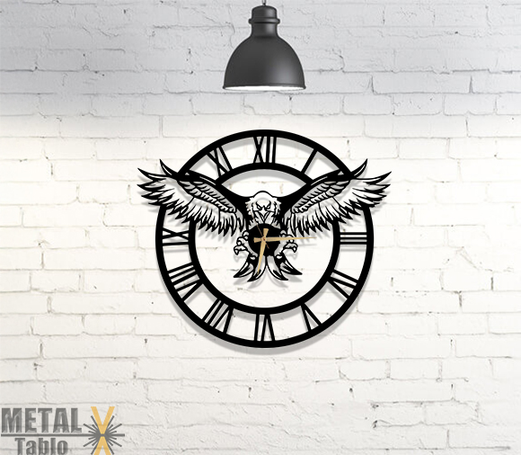 Kartal Roma Rakamlı Metal Duvar Saati