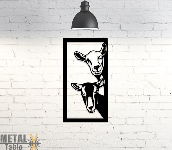 İki Tatlı Keçi Lazer Kesim Metal Tablo