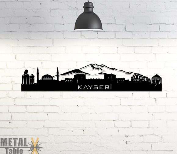 Kayseri Şehir Silüeti Lazer Kesim Metal Tablo
