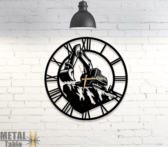 Ekskavatör Yapı İnşaat Lazer Kesim Metal Saat