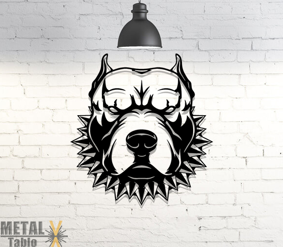 Pitbull Köpek 2 Lazer Kesim Metal Tablo