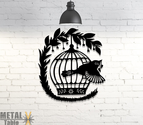 Kuş Kafesi Metal Tablo Duvar Dekoru