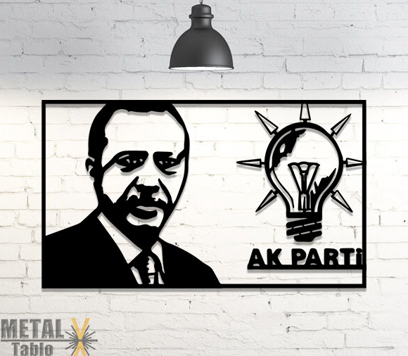 Recep Tayyip Erdoğan Metal Lazer Kesim Tablo