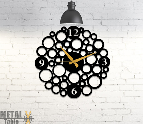 Halkalı Lazer Kesim Metal Duvar Saati