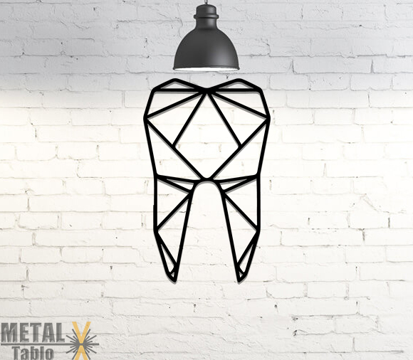 Geometrik Diş Lazer Kesim Metal Tablo