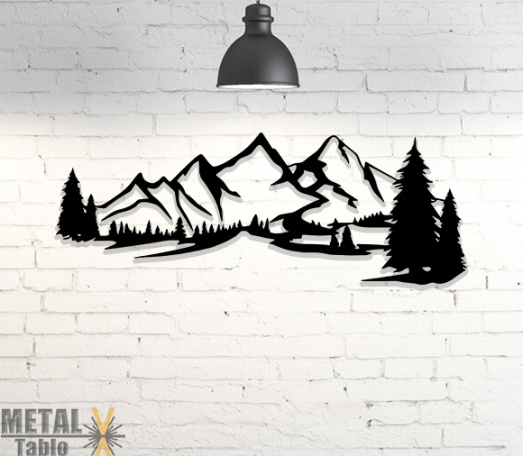 Dağlar 1 Lazer Kesim Metal Tablo