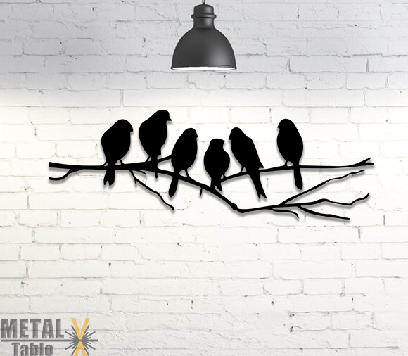 Dala Konmuş Kuşlar Metal Tablo