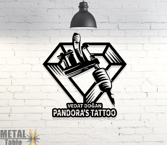 Tattoo Dövme Lazer Kesim Metal Tablo
