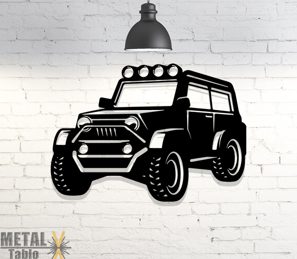 Jeep Araba Lazer Kesim Metal Tablo