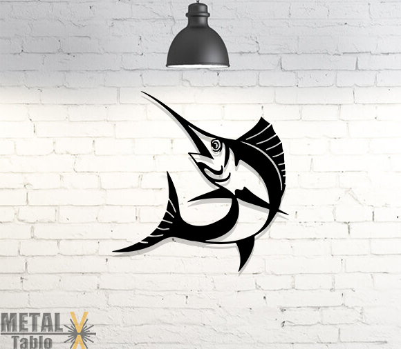 Kılıç Balığı Lazer Kesim Metal Tablo