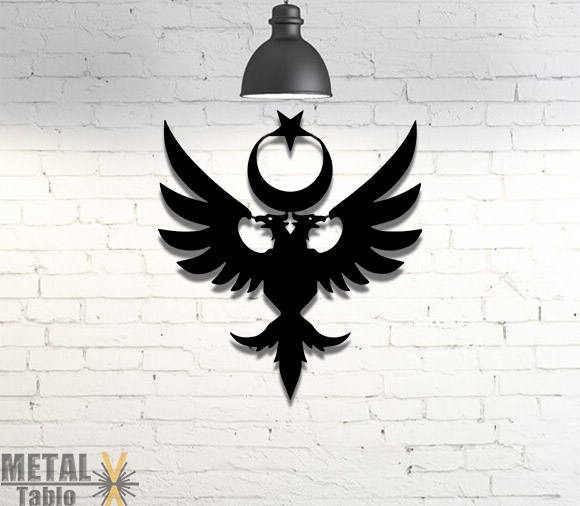 Çift Başlı Kartal Lazer Kesim Metal Tablo