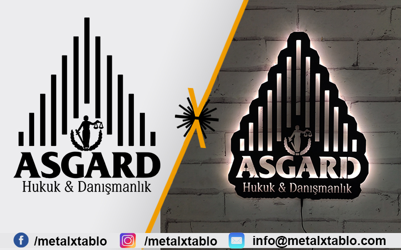 Hukukçulara Özel Logo Ledli Metal Tablo