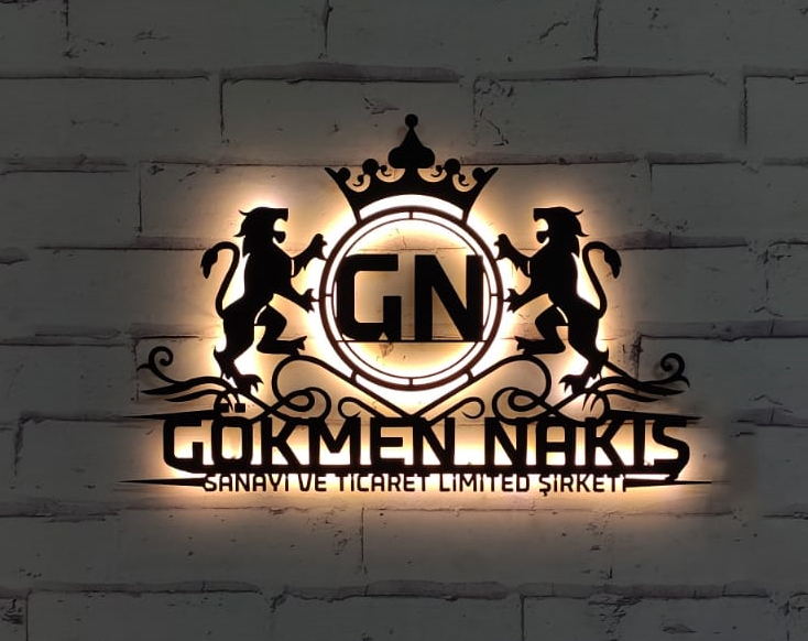 Firmanıza Özel Logo Tasarım Lazer Kesim Ledli Metal Tablo