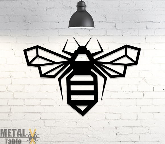 Köşeli Arı Lazer Kesim Metal Tablo