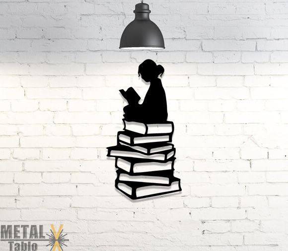 Kitap Okuyan Kız Çocuğu Metal Tablo
