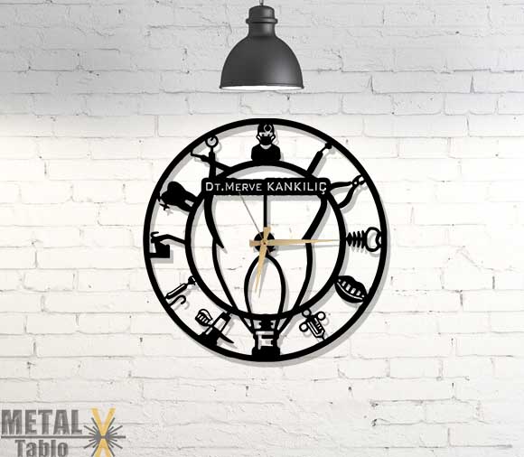 Diş Desenli Lazer Kesim Metal Saat