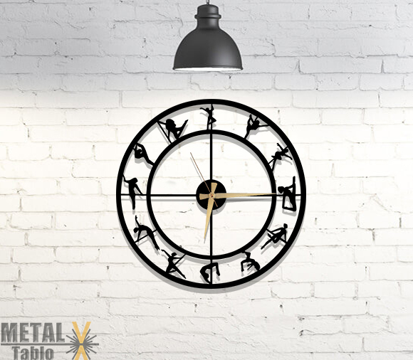 Direk Dansı Pole Metal Duvar Saati