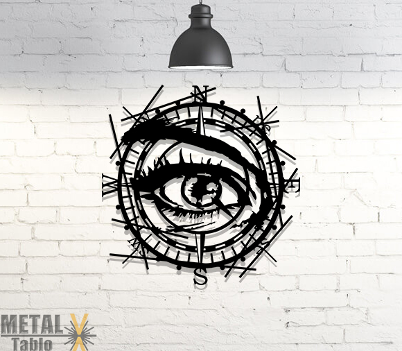 Pusula Göz Lazer Kesim Metal Tablo
