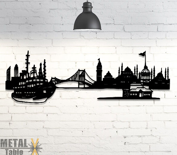 İstanbul Siluet Duvar Dekoru Metal Lazer Kesim